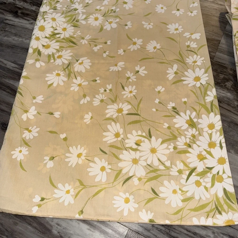 Vintage Morgan Jones Dainty Daisies Flat Sheet 1 Pillowcase Peach Floral 92X82